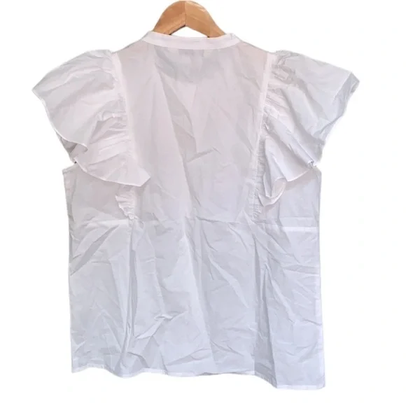 Anthropologie Dhruv Kapoor Cherries Sequin
Sleeveless Ruffled Button Blouse Top - Picture 6 of 9